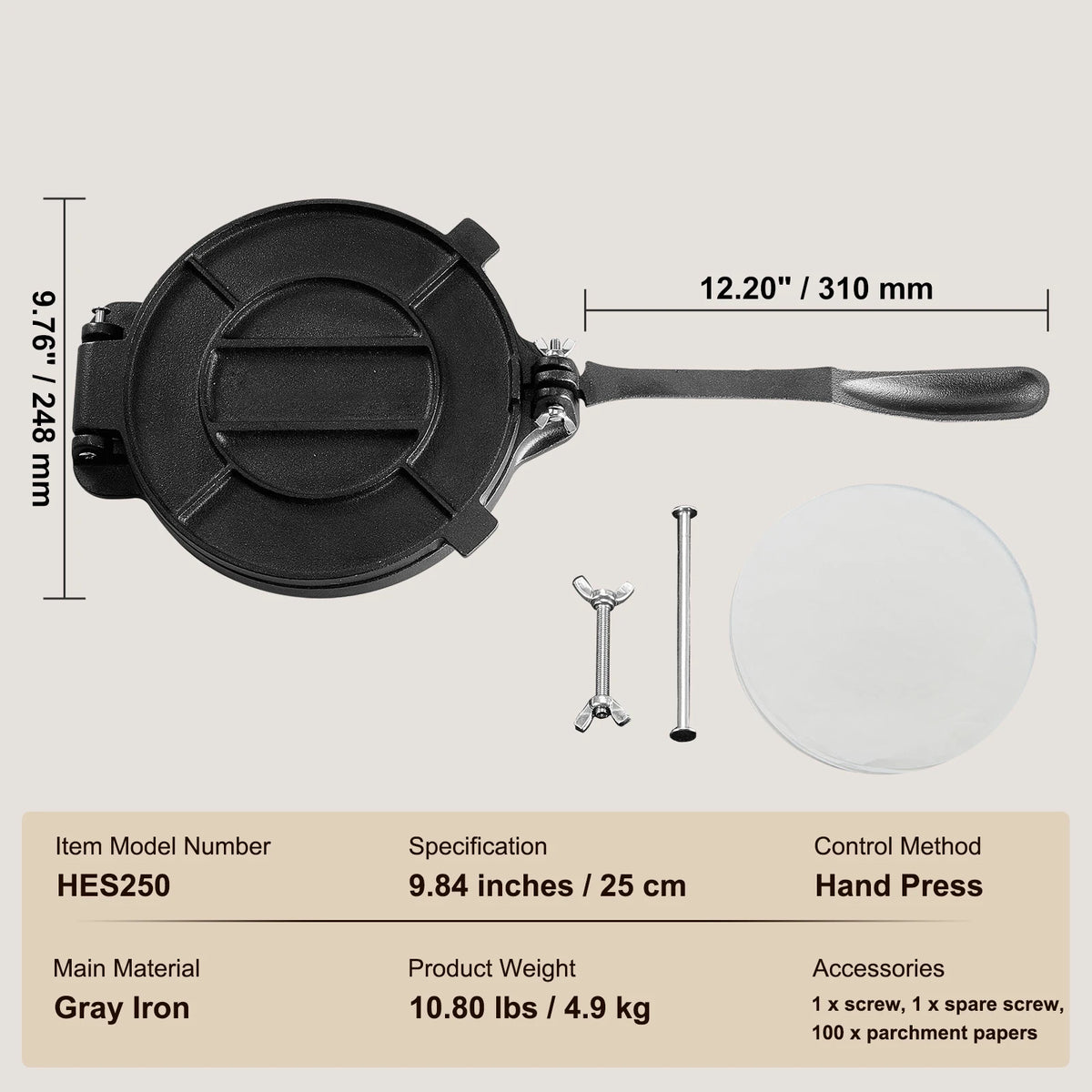 SucceBuy Tortilla PressCast Iron Heavy Duty Tortilladora Press Dough Maker for Flour Tortilla