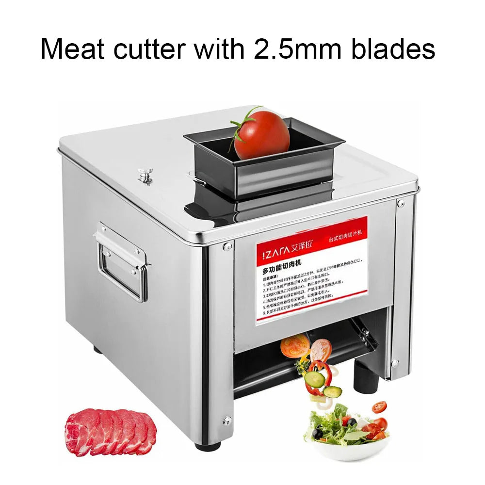 Commercial 850W Stainless Steel Electric Meat Slicer Household Meat Grinder Automatic Fish Vegetable Cutter Fillet Shredded Cut