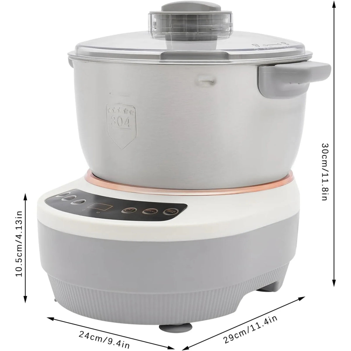 5L 4.5QT Silver Electric Dough Maker With Fermentation Function Automatic Stainless Steel Dough Kneading Machine Built-In Microcomputer Timer Split Tabletop Design Household Flour Mixer For Bread Pizza Pastry Dough Making Equ