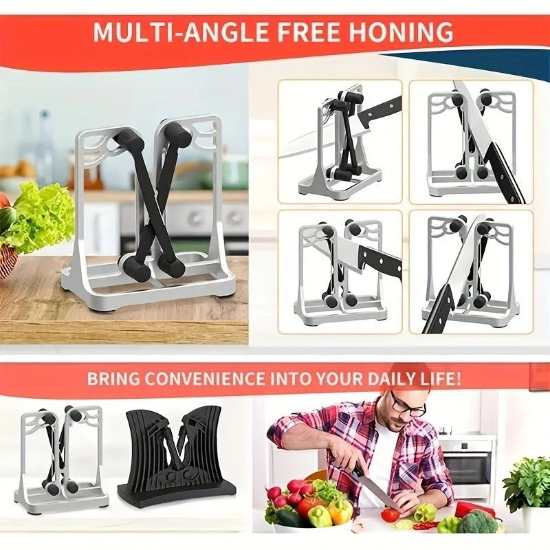 1pc Multifunctional Manual Knife Sharpener, ABS Material, No Electricity Needed, Fast Sharpening Tool for Kitchen Knives