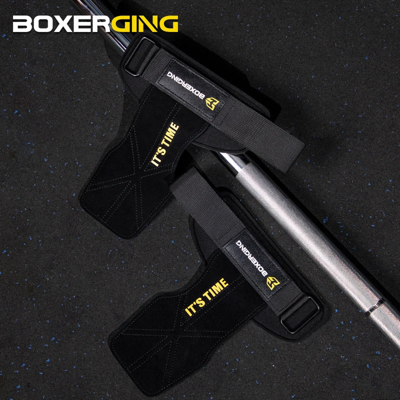 Cowhide Gym Gloves Grips Anti-Skid Weight Power Belt Lifting Pads Deadlift Belt Workout Crossfit Fitness Gloves Palm Protection