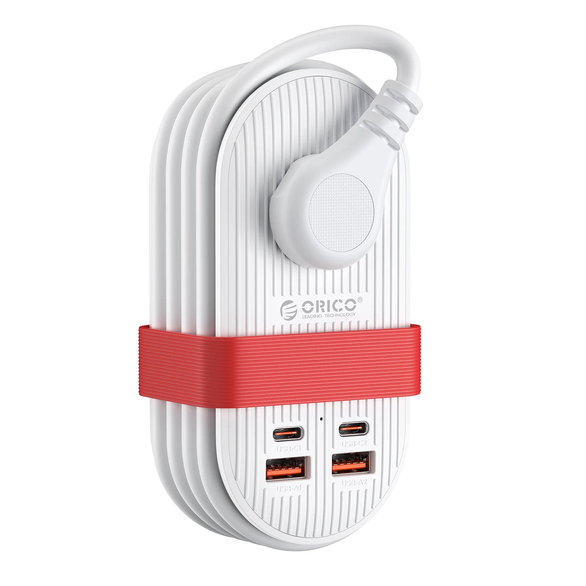 ORICO Cable-Wrap Portable Travel Power Strip 65W GaN Fast Charging Station with 3 AC Outlets 2 USB 2 Type-C US Plug Adapter Home