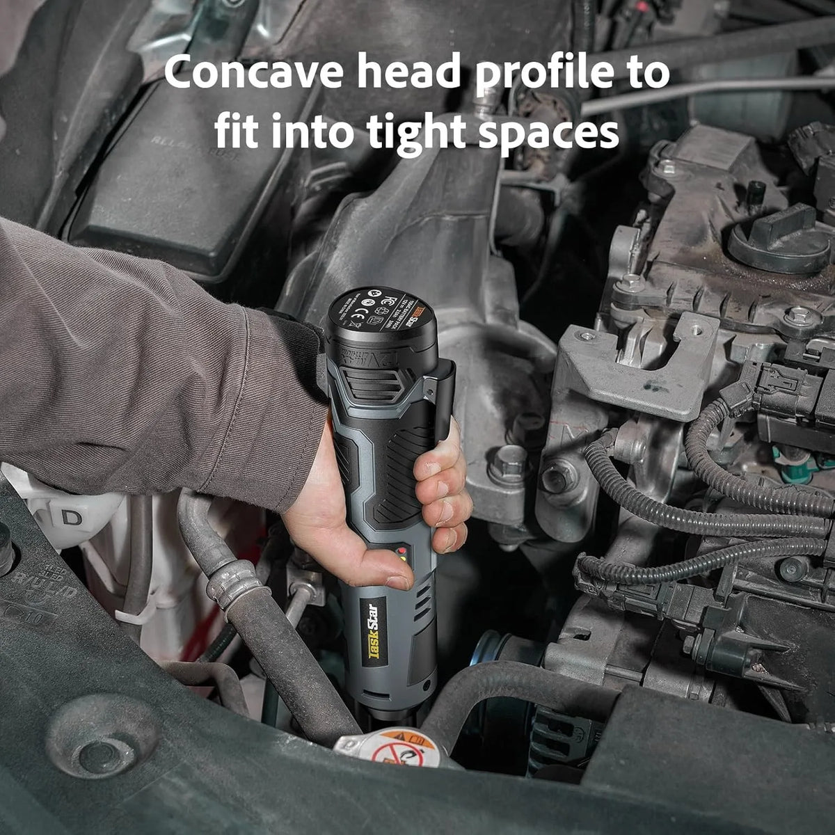 Taskstar 12V Electric Ratchet Wrench Set 3/8 Inch Cordless Power Tool for Car Repair Handheld Disassembly Tool Wrench Kit with 2 2000mAh Batteries & 7 Sockets