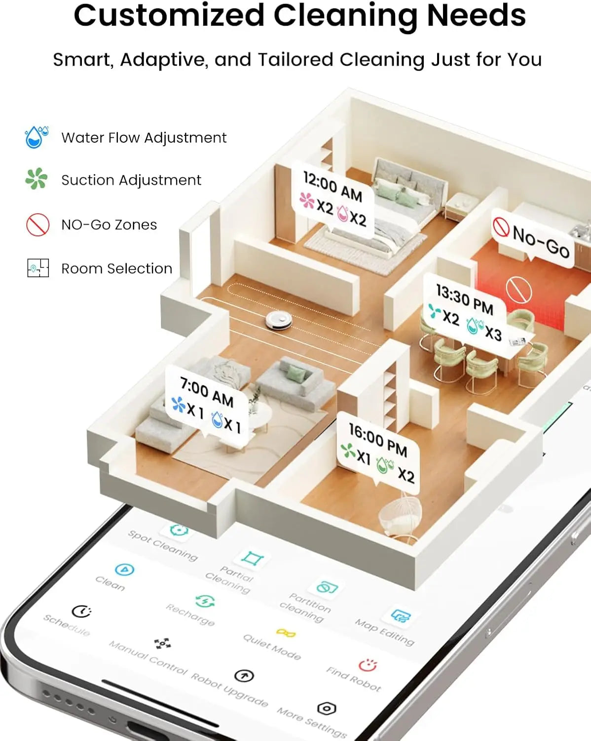 Lefant M2L Plus Robot Vacuum and Mop, 75-Day Self-Emptying, 6000Pa Strong Suction, Customized Cleaning, Multi-Floor Mapping, 130 Min Runtime, 2.4G/5G WiFi/Alexa/APP/iWatch