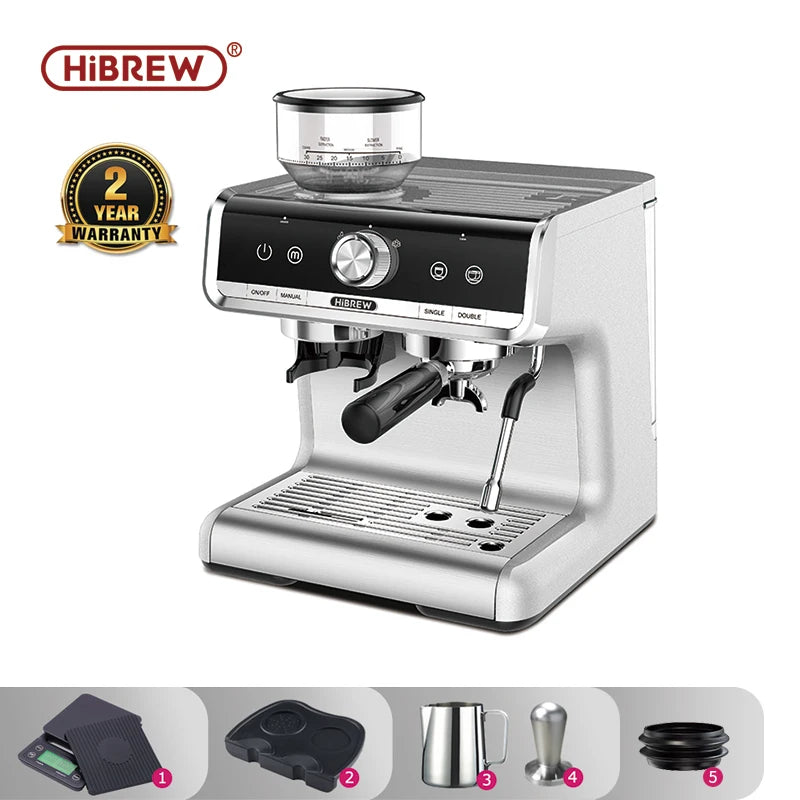 HiBREW Barista Pro 20Bar Bean to Espresso,Cafetera Commercial Level Coffee Machine with Full Kit for Cafe Hotel Restaurant H7