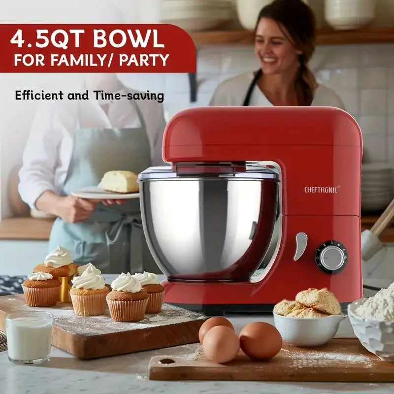 US Plug 1pc Stand Mixer, 4.5 Qt Tilt-Head Electric Household Stand Mixer - 500W 6+P Speed,Food Beater And Butter Beater