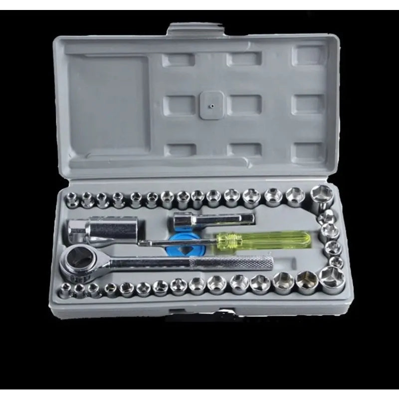 New 40-piece Set of Automotive and Motorcycle Combination Tool Socket Set Toolbox, Wrench Socket Combination Tool Bag