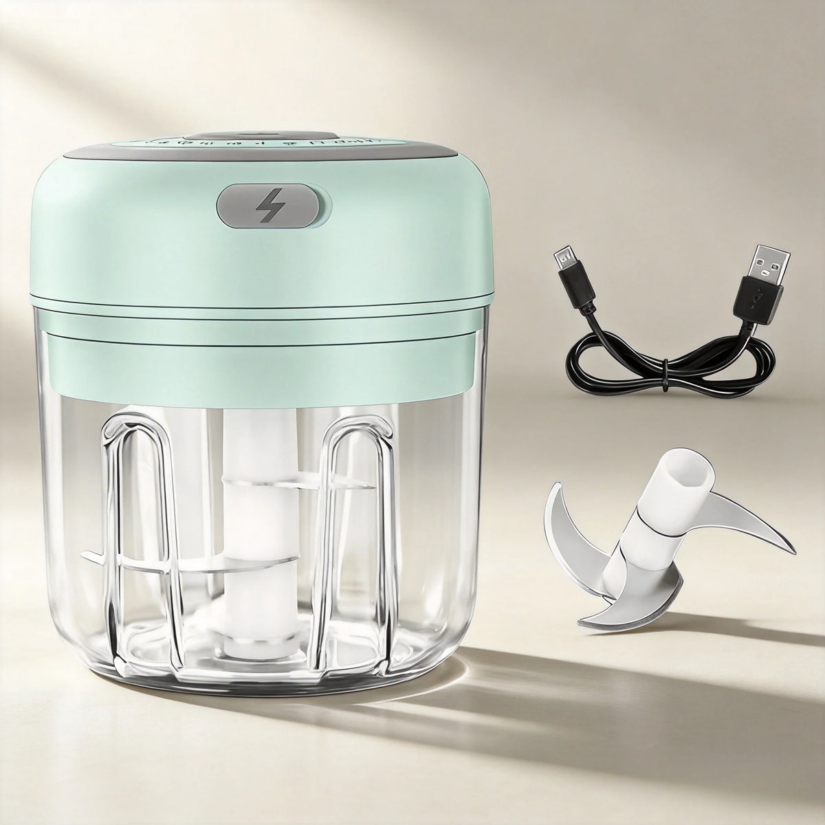 USB Rechargeable 250ML Electric Garlic Chopper Ginger Masher Chili Vegetable Crusher Mini Food Processor Kitchen Tool for Garlic Onion Pepper Ginger Sauce Making Daily Cooking Compact Portable Durable Body Easy One Touch Oper