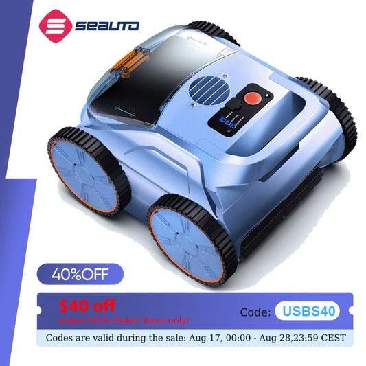 SEAUTO SAT20 Pool Vacuum Up to 180 Mins Run Time, Robotic Pool Cleaner Above Ground for Inground Pools up to 2000 Sq.ft