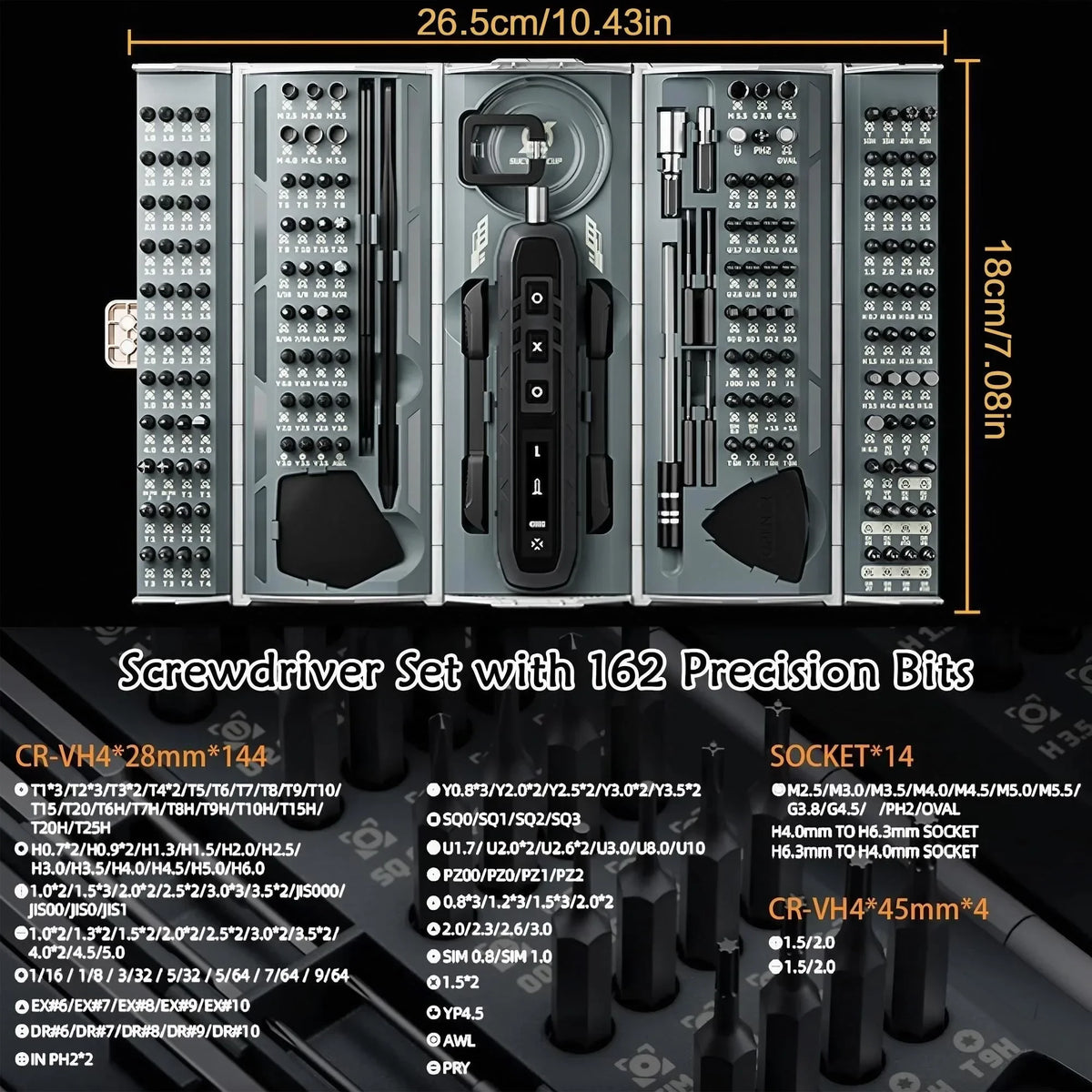 Electric Screwdriver Set 180 in 1 Precision Screwdriver Kit with Cordless Design 3 Torque Modes 160 Magnetic Bits Portable Repair Tool for Home DIY Electronics Furniture Assembly and Professional Projects