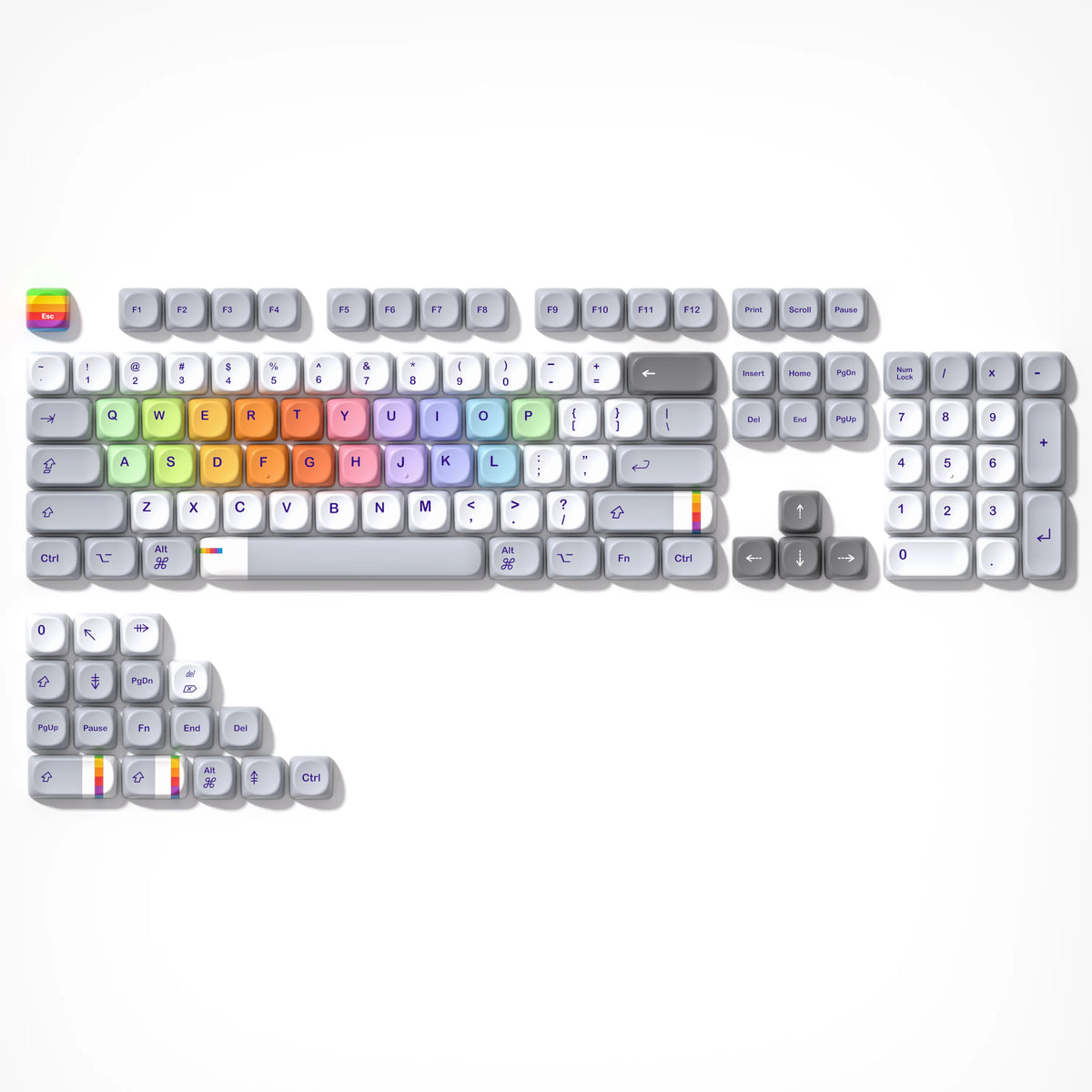 130 Keys Retro Grey PBT Keycaps MOA Profile PBT Dye Sub DIY Key Cap for 61/87/104 Cherry MX Switch Gaming Mechanical Keyboard