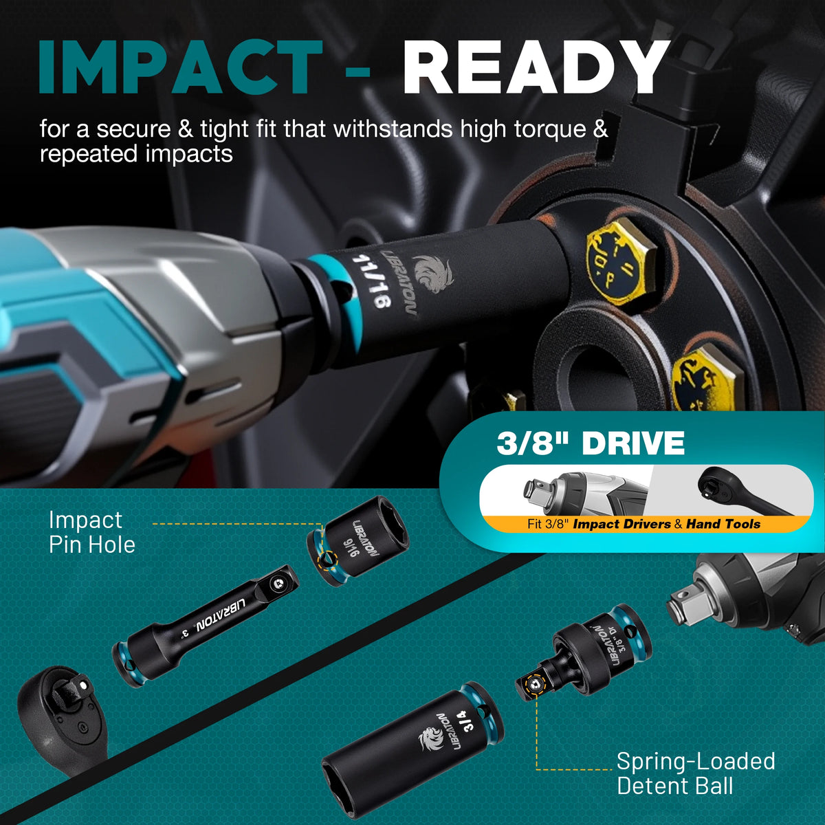 90PCS Socket Set, 3/8" Drive Ratchet Wrench with Impact Socket Set, Cr-V Impact Driver Socket Auto Repair Tool Kits