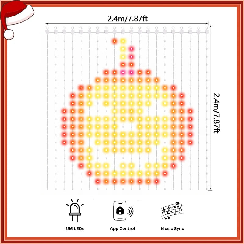 1/2PCS Smart LED Curtain Lights LED Fairy Lights App Control Music Sync DIY Pattern Waterproof for Indoor Outdoor Party Decor