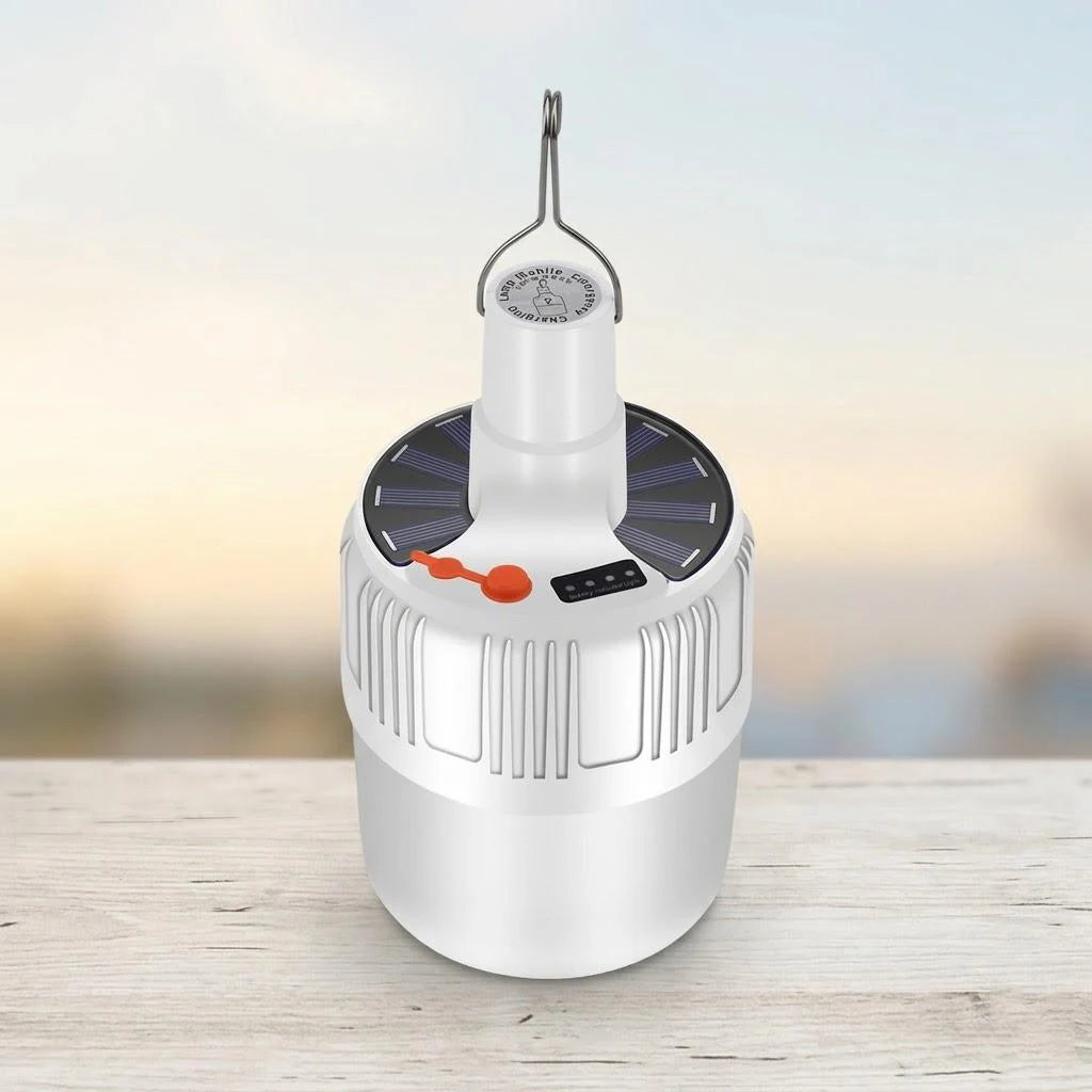 Solar Light USB LED Outdoor Waterproof Rechargeable Solar Powered Portable Emergency Light Bright Camping Lamp for Fishing Garden Hiking Outdoor Activities Compact Easy to Carry Daylight Lighting Cordless Portable Illuminatio