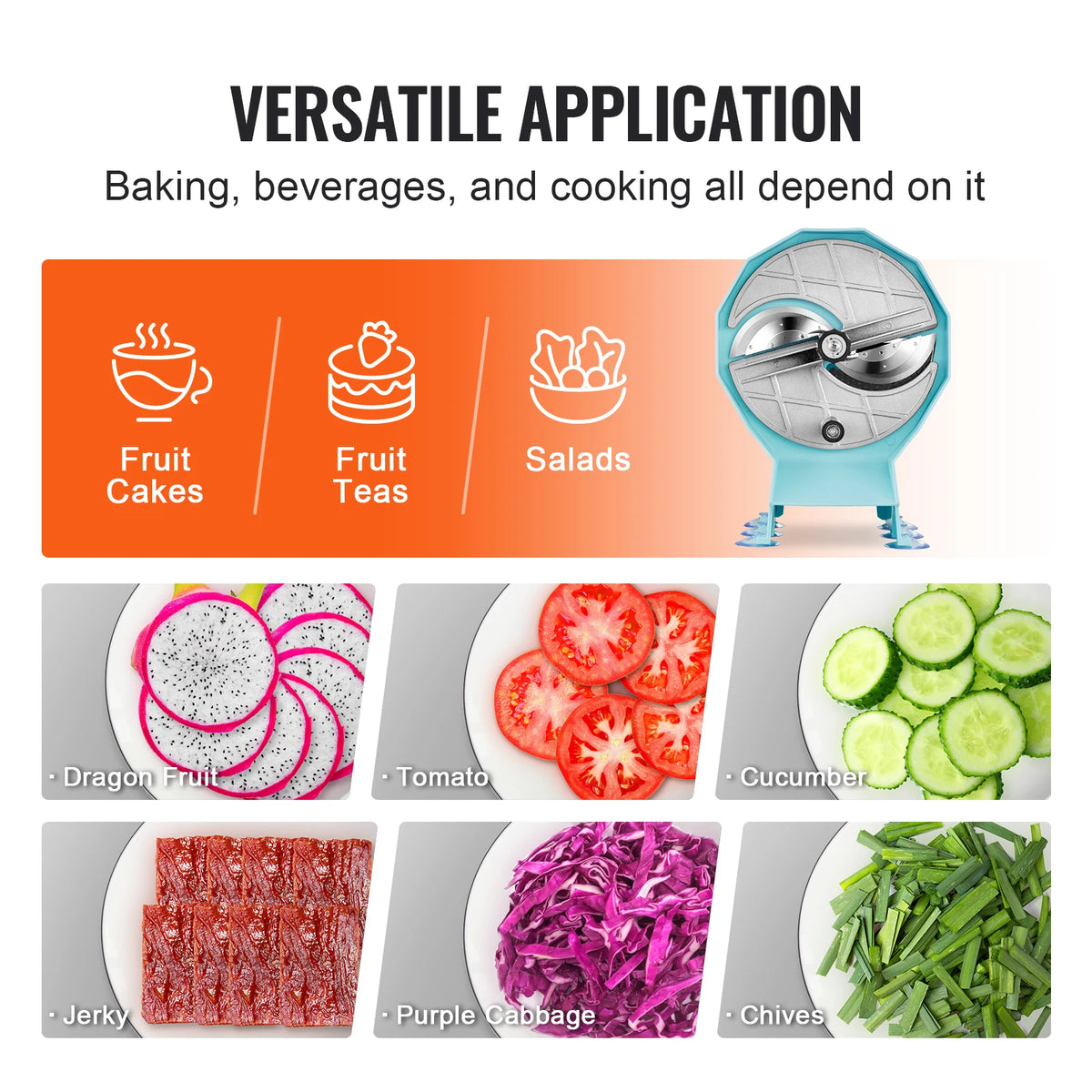 SucceBuy Manual Vegetable Fruit Slicer 0-0.5"/0-12mm Adjustable Commercial Slicer Machine Stainless Steel Blade Food Cutter
