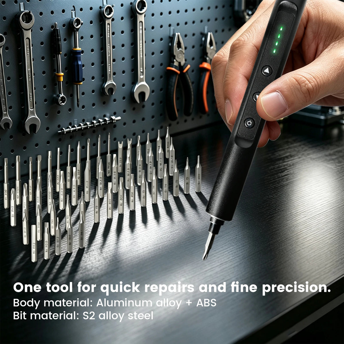 56-in-1 Mini Electric Screwdriver Set 52Pcs S2 Steel Bits Kit Manual & Auto Dual Mode Electric Screwdriver for Phone Laptop Camera Game Console Repair
