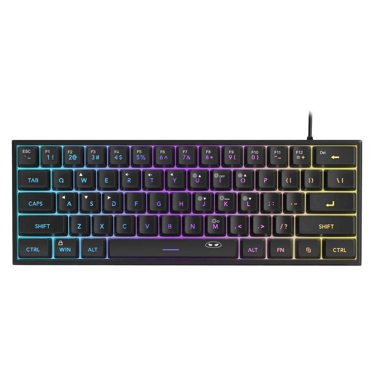 FocusOnPC 61 Keys Ultra Mini Gaming Keyboard TS91, 60% Layout RGB Backlit Waterproof Wired Keyboard, Ergonomic Mechanical Feel Keyboard for Desktop Laptop Office Gamers