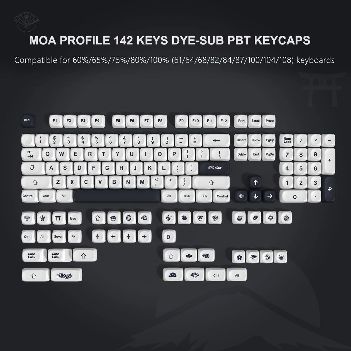 130 Keys Retro Grey PBT Keycaps MOA Profile PBT Dye Sub DIY Key Cap for 61/87/104 Cherry MX Switch Gaming Mechanical Keyboard
