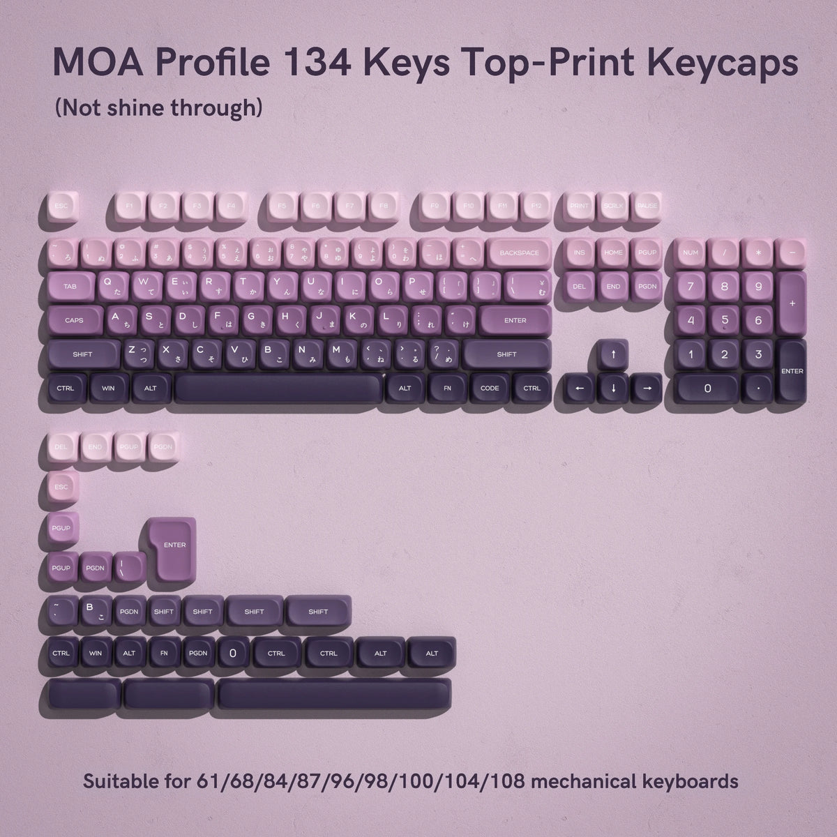 130 Keys Retro Grey PBT Keycaps MOA Profile PBT Dye Sub DIY Key Cap for 61/87/104 Cherry MX Switch Gaming Mechanical Keyboard