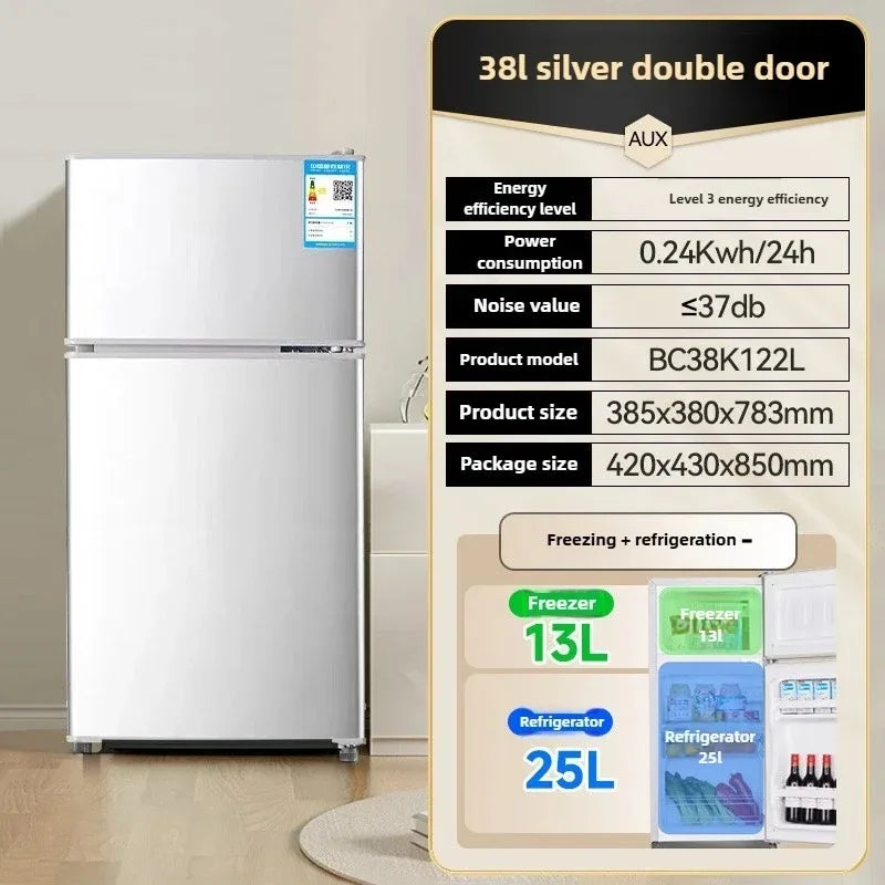 Household Frost free refrigerator Dormitory Rental room mini Fridge Freezer Double Door Two-chamber Refrigerator Home Appliance