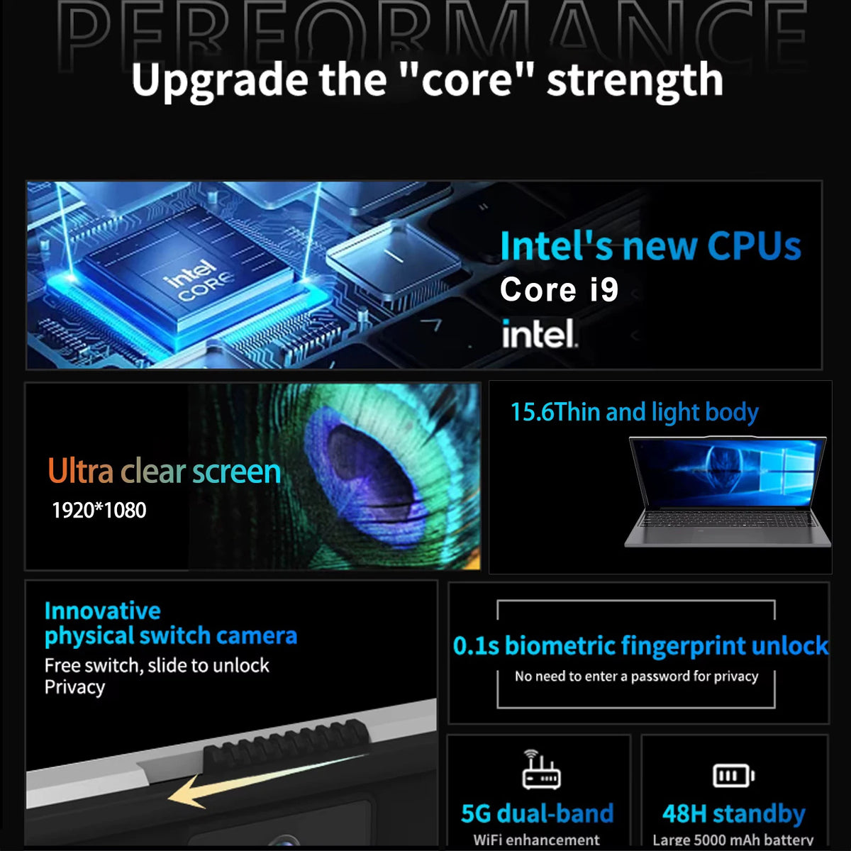Intel Core I9 10980HK Laptop Windows 11 15.6' Computer 16GB RAM 1TB 2TB SSD Gaming Laptops Fingerprint Unlock Business Notebook