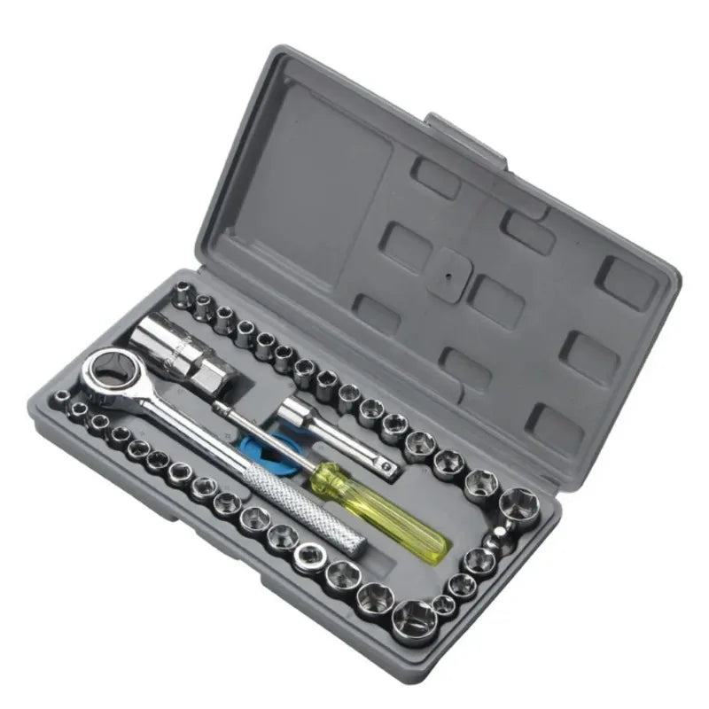 New 40-piece Set of Automotive and Motorcycle Combination Tool Socket Set Toolbox, Wrench Socket Combination Tool Bag