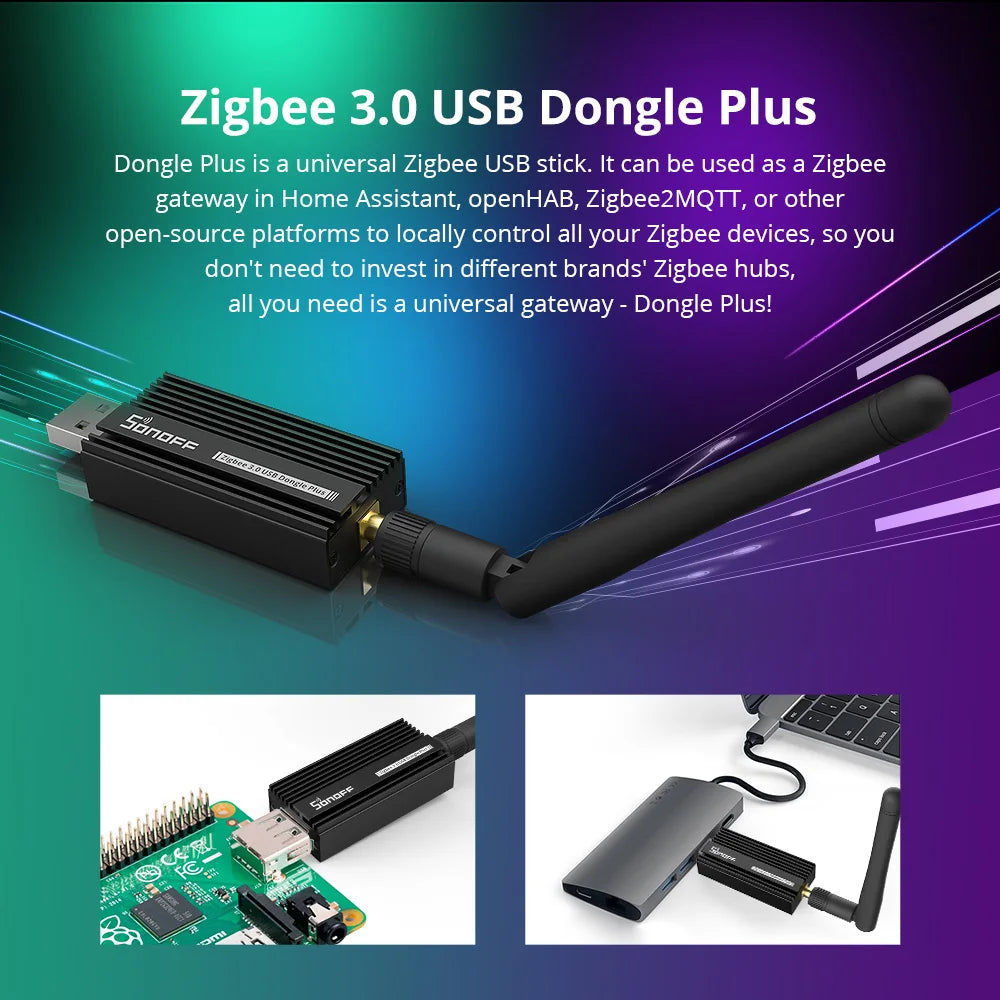 Sonoff Zigbee 3.0 USB Dongle Plus ZBDongle-E Gateway Bridge Hub Smart Home Automation Module Support ZHA Zigbee2MQTT OpenHAB