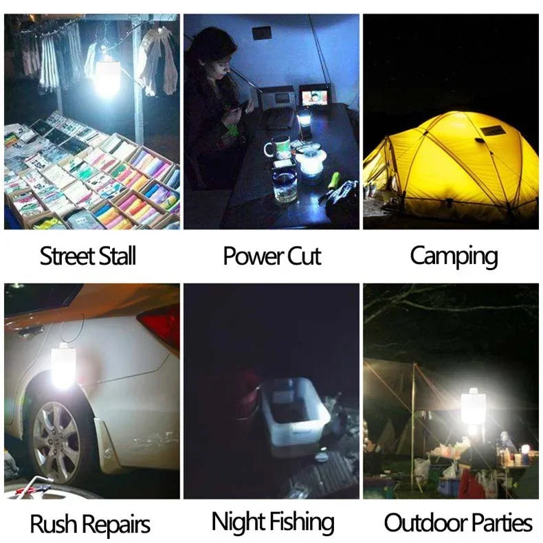 Solar Light USB LED Outdoor Waterproof Rechargeable Solar Powered Portable Emergency Light Bright Camping Lamp for Fishing Garden Hiking Outdoor Activities Compact Easy to Carry Daylight Lighting Cordless Portable Illuminatio