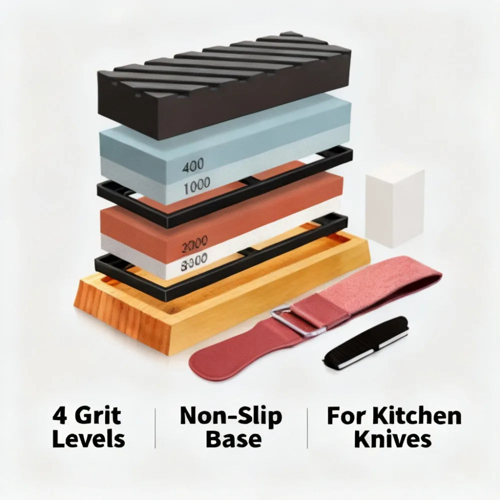 Professional Whetstone Set 400/1000 3000/8000 Grit Dual Sided Knife Sharpening Stone Kit for Kitchen Chef Knives Best 2026