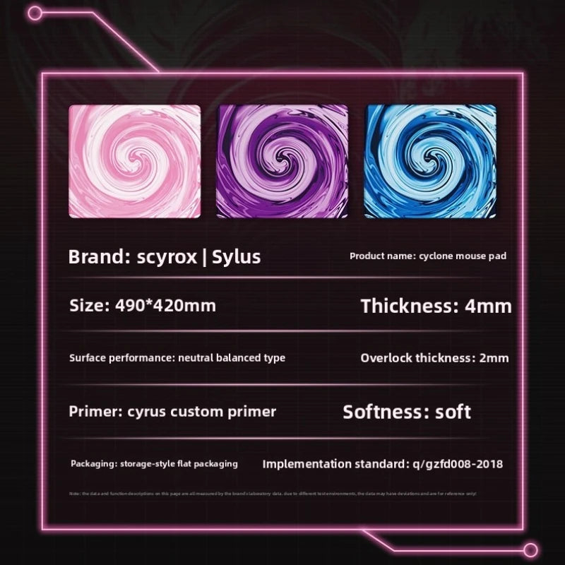 Scyrox Tornado Series Gaming Mouse Pads 490x420x2mm Fabric Light Fine Balanced Professional Laptop Business Office E-sports Pad