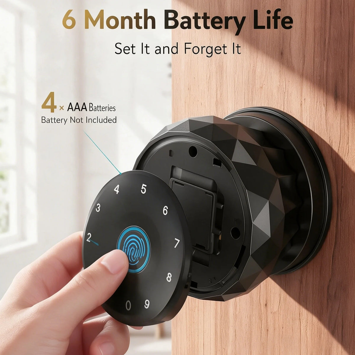 Smart Door Lock, Keyless Entry Fingerprint Deadbolt, APP Control, Keypad Passcode, Compatible with Tuya for Interior Door