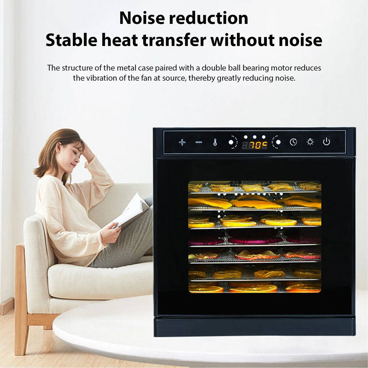Home Use Food Dehydrator Machine 220V 400W Stainless Steel 8 Stainless Trays Capacity Touch Control LED Display 24H Timer Dryer