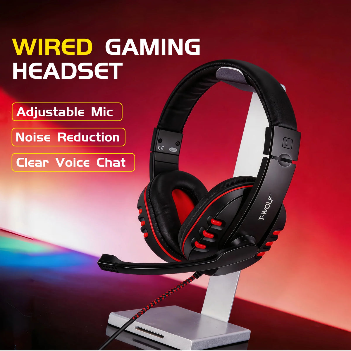 T-WOLF 4 in 1 Gaming Combo Set RGB Keyboard Mouse Headset Large Mousepad Wired USB Rainbow LED Back to School PC Gamer Kit for Desktop Laptop