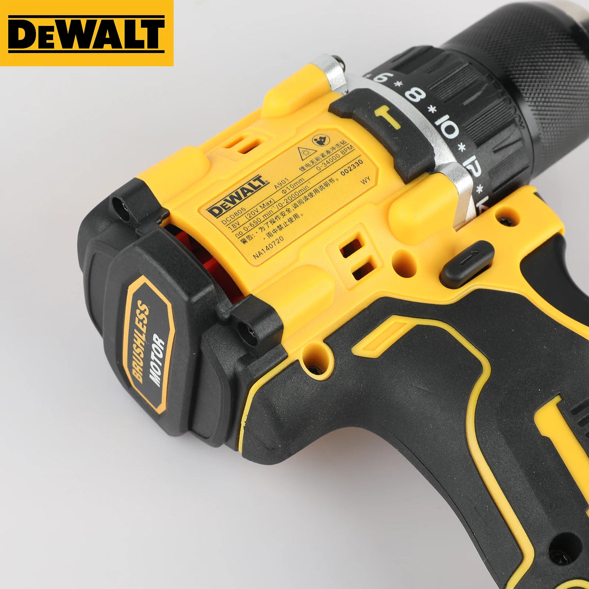 DEWALT DCD805B 20V MAX XR Brushless Hammer Drill, Compact 1/2" 90Nm Torque Setting Cordless Power Tool Only for Construction