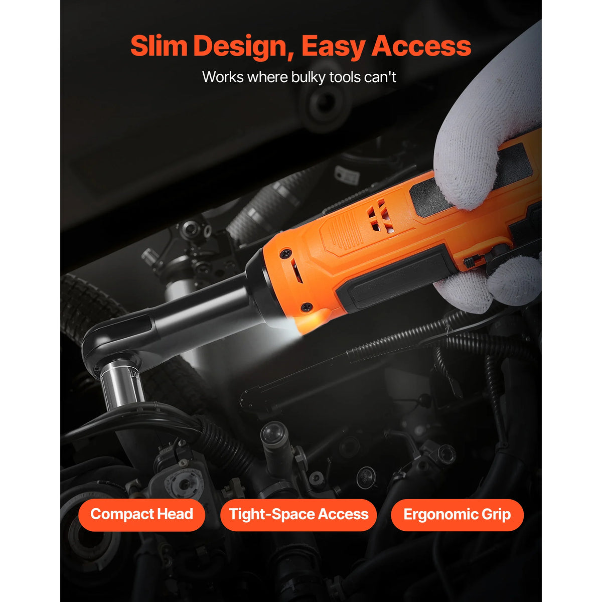 SucceBuy Cordless Ratchet Wrench Battery Powered Electric Wrench Set with Batteries Charger Sockets Adaptor and Carrying Case