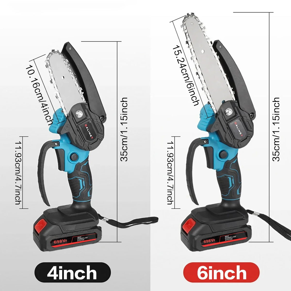 Cordless Rechargeable Handheld Pruning Chainsaw 4 Inch 6 Inch Mini Electric Chainsaw for Garden Tree Branch Trimming Backyard Wood Cutting Portable Power Tool Kit Wireless Saw for Home DIY Projects and Outdoor Maintenance