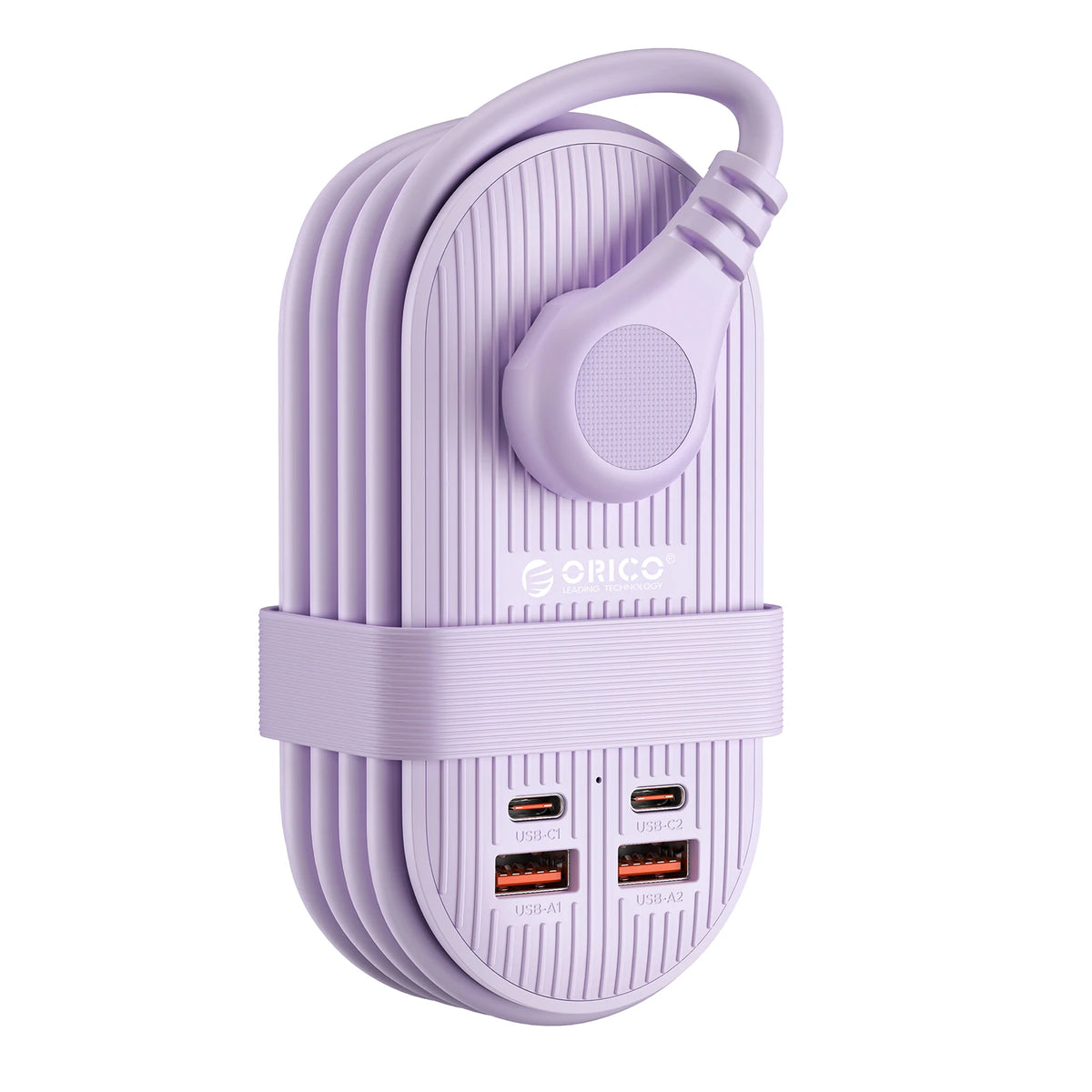 ORICO Cable-Wrap Portable Travel Power Strip 65W GaN Fast Charging Station with 3 AC Outlets 2 USB 2 Type-C US Plug Adapter Home