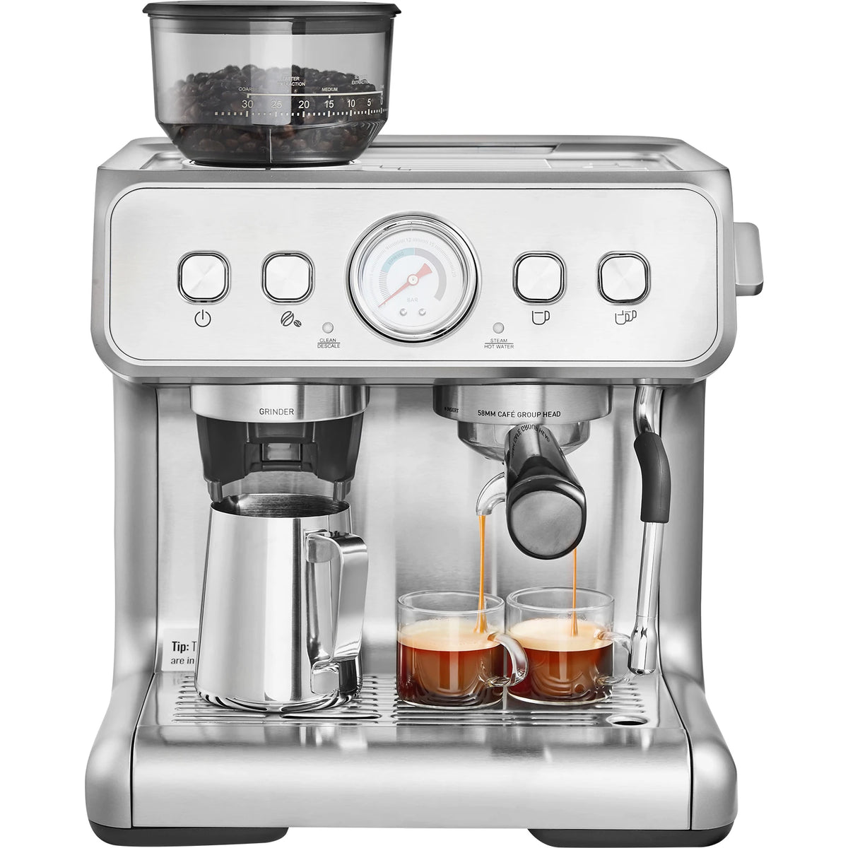 SucceBuy Espresso Machine with Grinder 15 Bar Semi-Automatic Espresso Coffee Maker with Milk Frother Steam Wand