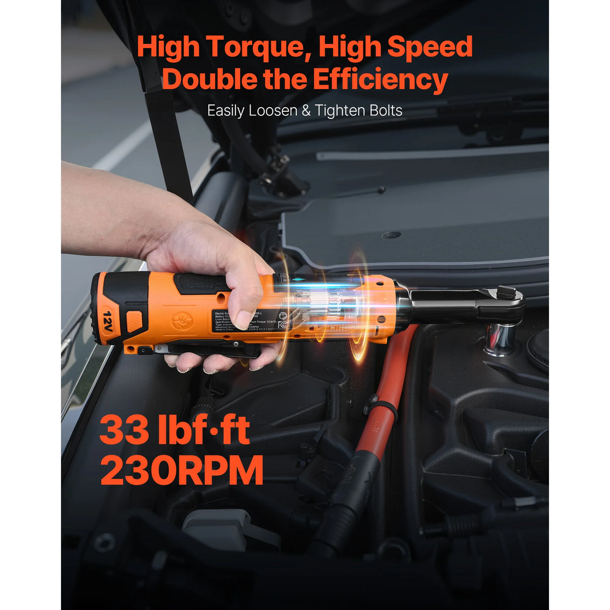 SucceBuy Cordless Ratchet Wrench Battery Powered Electric Wrench Set with Batteries Charger Sockets Adaptor and Carrying Case
