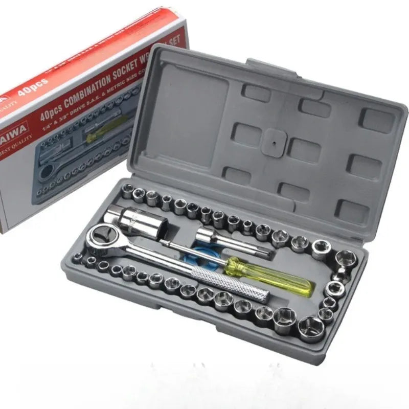 New 40-piece Set of Automotive and Motorcycle Combination Tool Socket Set Toolbox, Wrench Socket Combination Tool Bag