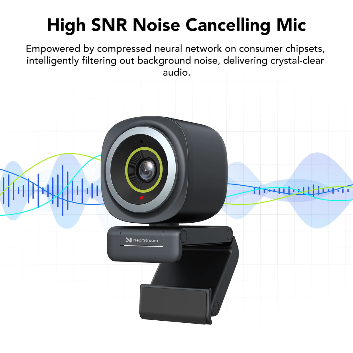 NearStream V02AF Full HD 1080P@60FPS USB Webcam, Built-in AI High SNR Noise Cancelling Mic, Intelligent Auto Focus, 60/75/95° Adjustable FOV, NearSync Software for Custom Image Tuning, Plug & Play Laptop Desktop Camera for V