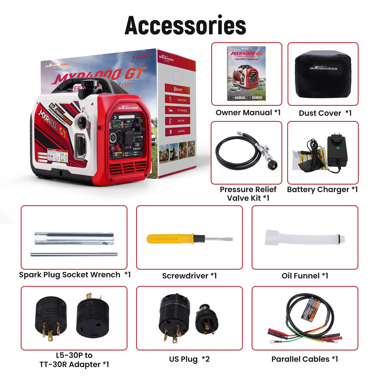 4KW Portable Dual Fuel Generator Inverter LPG/Gas E-Start 58dB Portable Power Generator