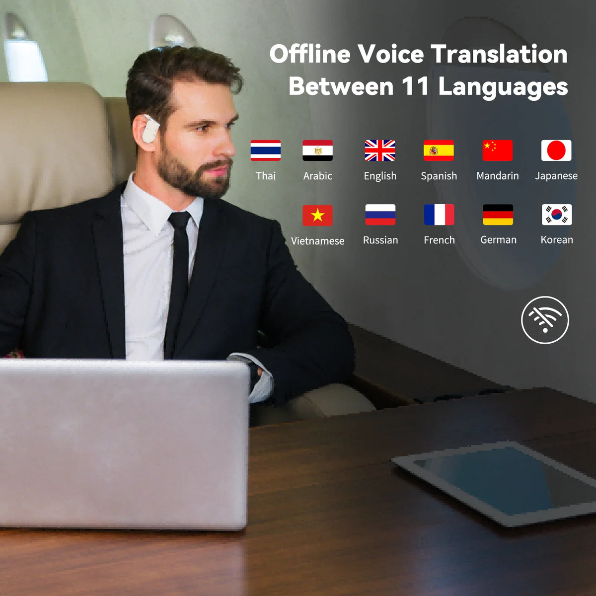 Wooask M9 Translator Earbuds,Two-Way Real Time Voice Translation Headphones,144 Languages with 11 Offline Packs,98% Accuracy