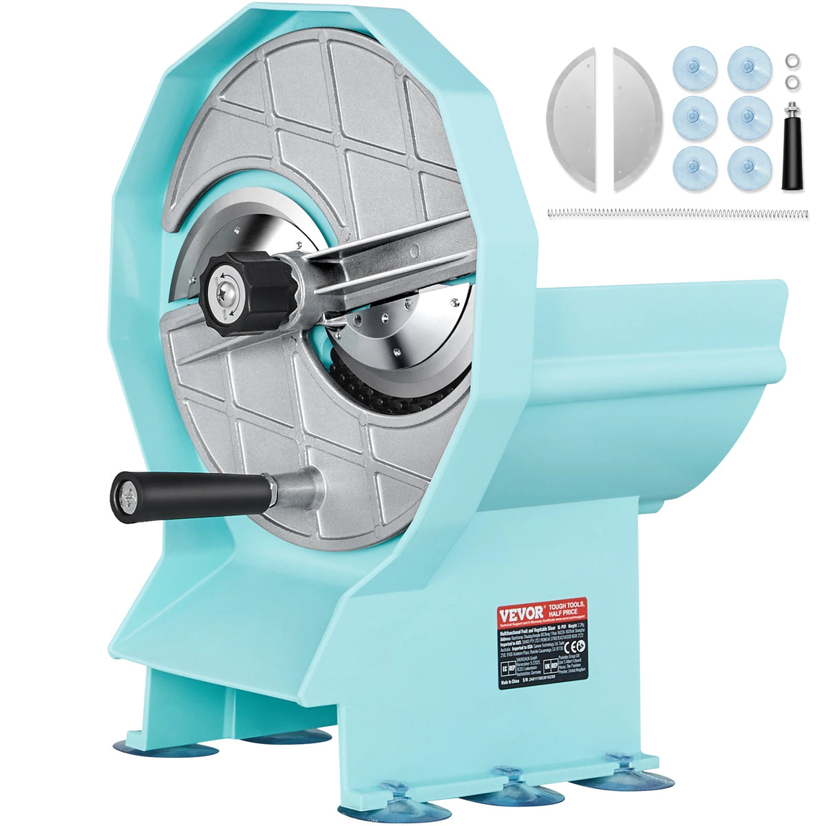 SucceBuy Manual Vegetable Fruit Slicer 0-0.5"/0-12mm Adjustable Commercial Slicer Machine Stainless Steel Blade Food Cutter