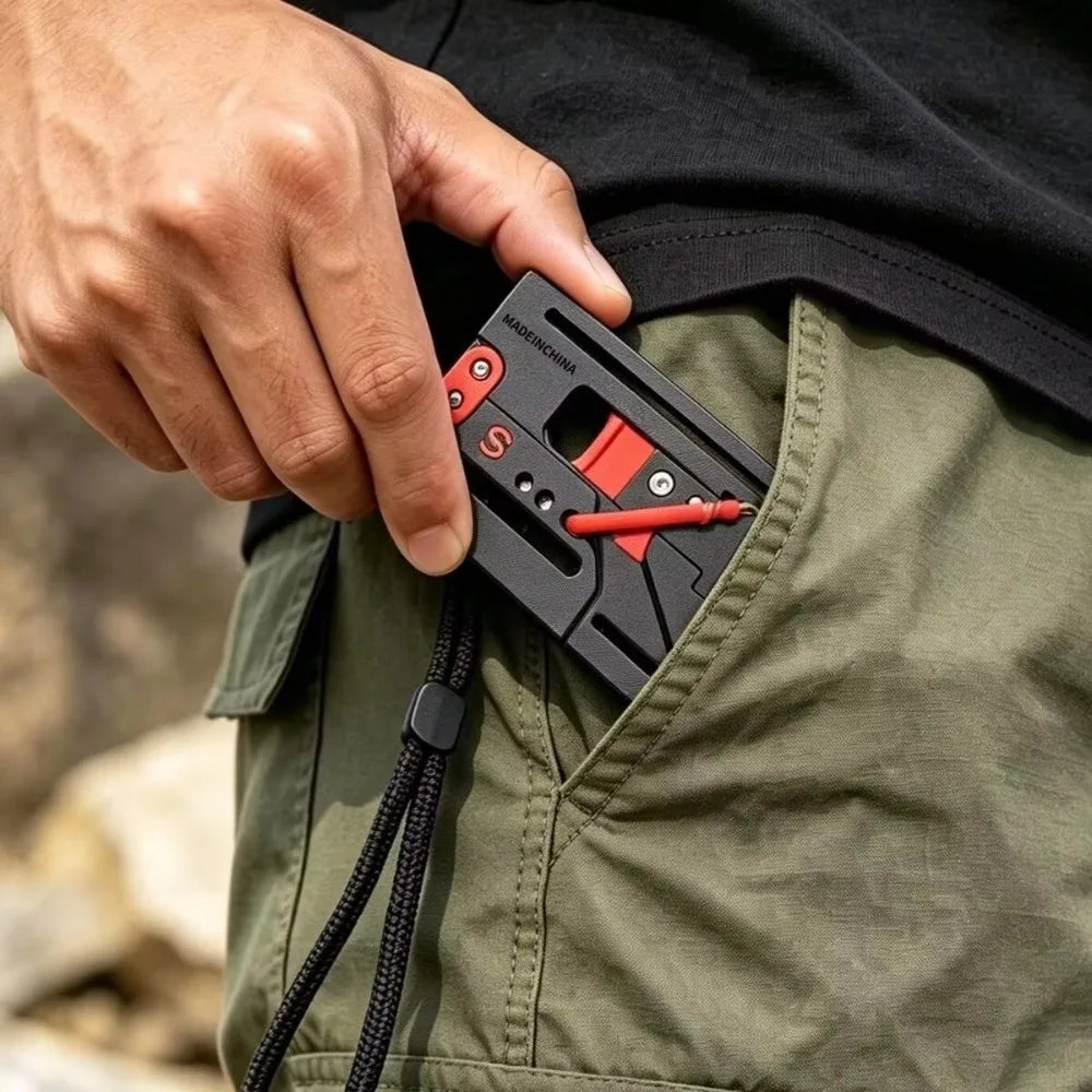 New Survival tools Enhanced Folding Card Style Magic Box Toy with Marbles Black for EDC Outdoor Survival Tools Pocket Pendant