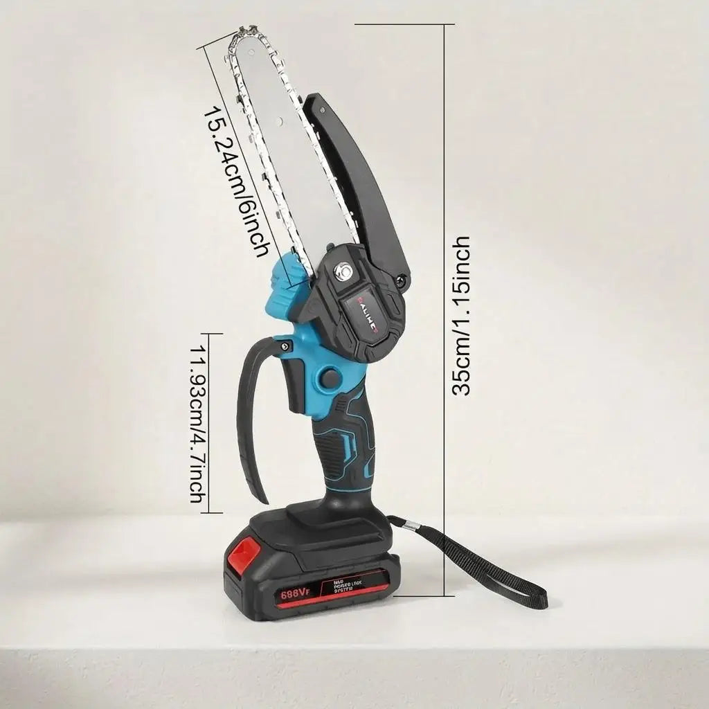 Cordless Rechargeable Handheld Pruning Chainsaw 4 Inch 6 Inch Mini Electric Chainsaw for Garden Tree Branch Trimming Backyard Wood Cutting Portable Power Tool Kit Wireless Saw for Home DIY Projects and Outdoor Maintenance