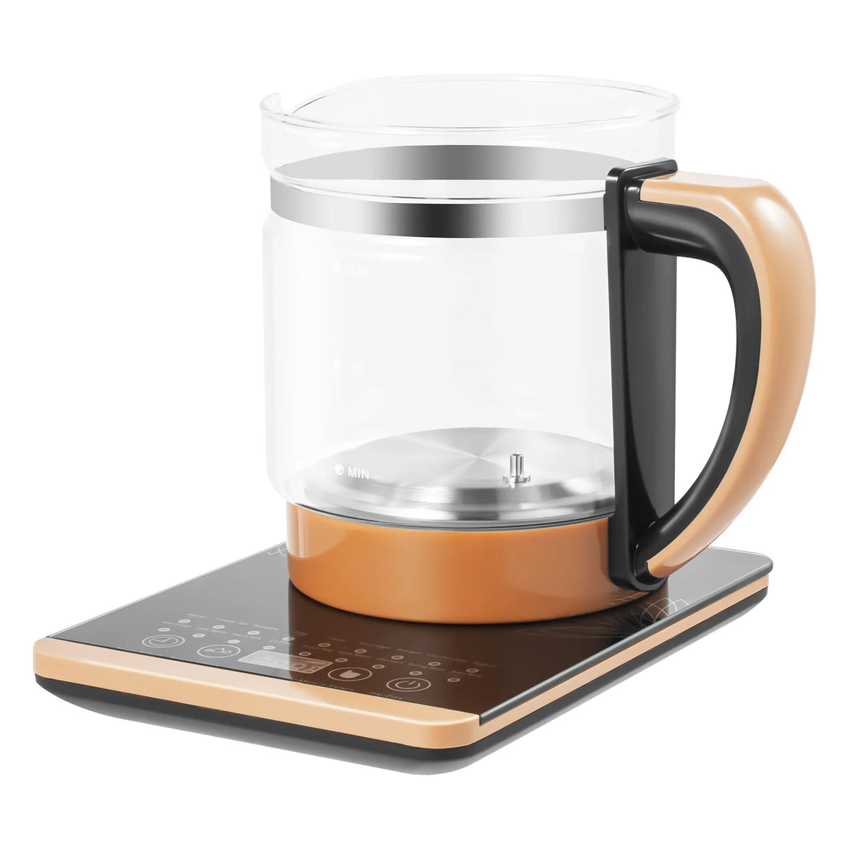 1.8L Electric Glass Kettle Electric Kettle HealthCare Pot Black With Filter And Egg Steamer Rack 18 Cooking Functions Multifunctional Tea Maker Hot Water Boiler For Tea Milk Coffee Pasta Hotpot Soup US Standard 3 Way Tea Infu