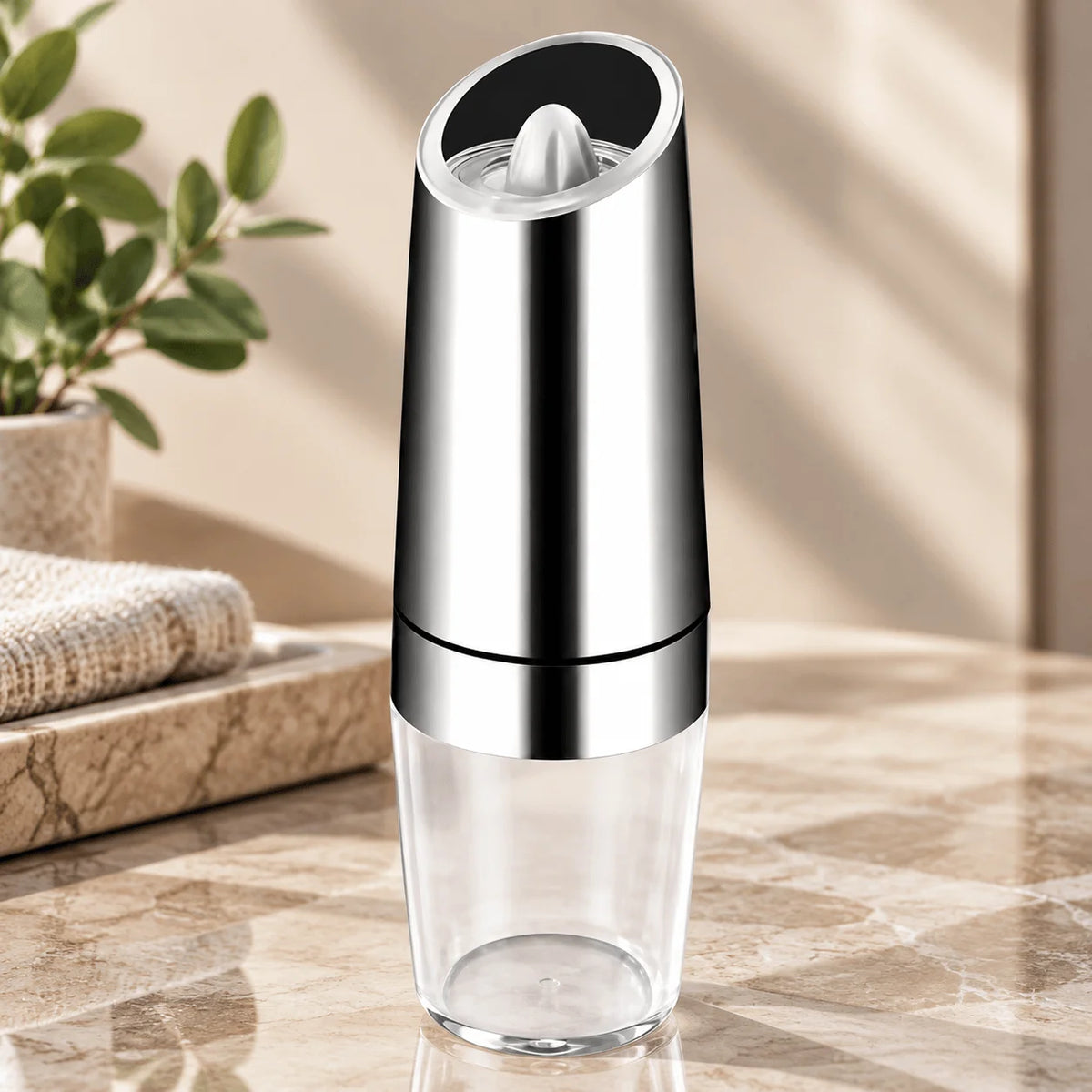 Gravity Electric Salt and Pepper Grinder - Battery Powered Salt or Pepper Mill with Adjustable Coarseness and LED Light, Easy Operation for Kitchen Dining BBQ Cooking, Grind Fresh for Better Flavor, Great for Home Cooks