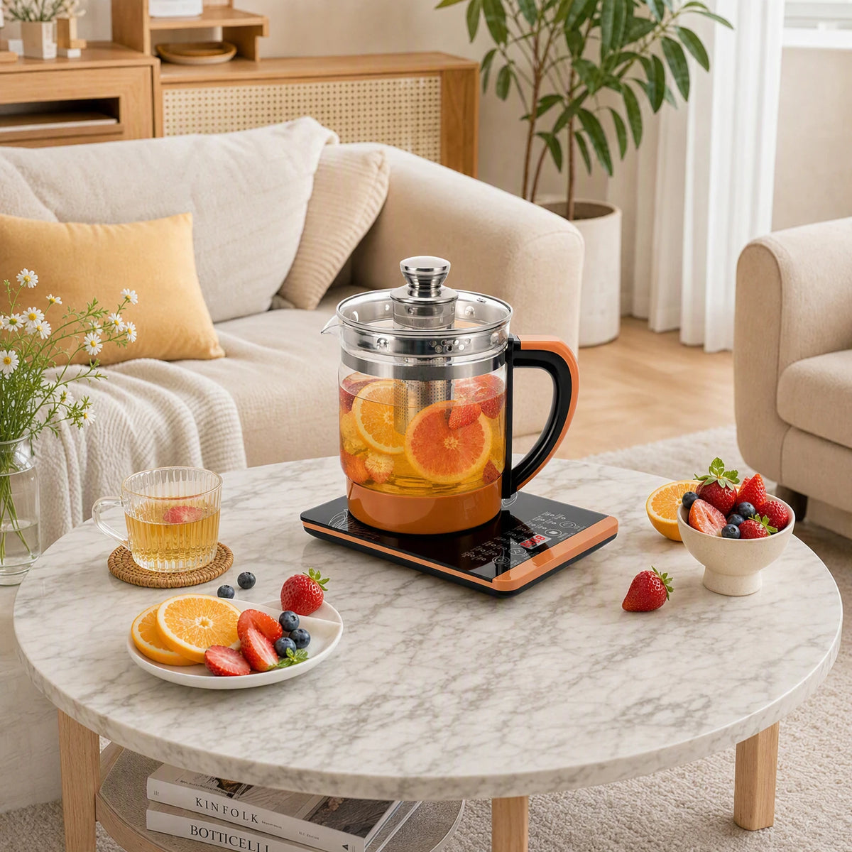 1.8L Electric Glass Kettle Electric Kettle HealthCare Pot Black With Filter And Egg Steamer Rack 18 Cooking Functions Multifunctional Tea Maker Hot Water Boiler For Tea Milk Coffee Pasta Hotpot Soup US Standard 3 Way Tea Infu