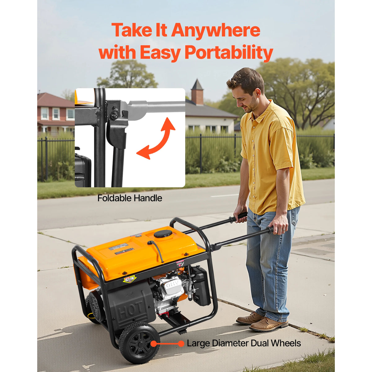 SucceBuy Portable Generator 4650W Peak Watt & 4130W Peak Watt Dual Fuel Generator Home Generators with Electric Start CO Sensor